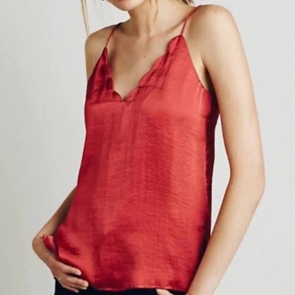 Free People Sensually Satin Scalloped Tank